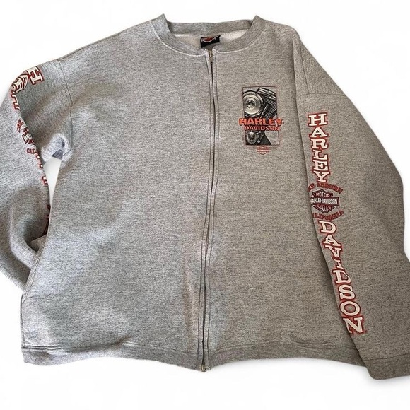 Harley-Davidson Other - Vintage Harley Davidson 1996 Marbled Gray Cotton Zip-Up Jacket